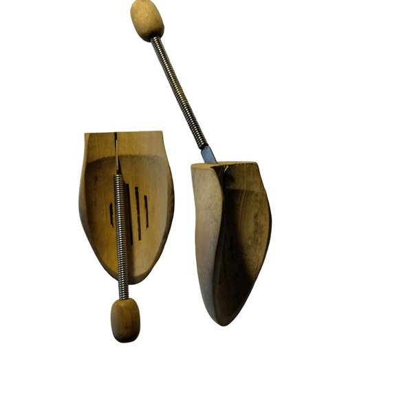 Vintage Wooden Shoe Tree Stretcher Adjustable Spring Handle Mens Large Germany - Picture 3 of 6